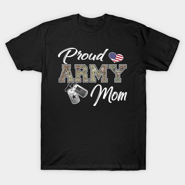 Proud Army Mom US Flag Dog Tag T-Shirt by Customprint